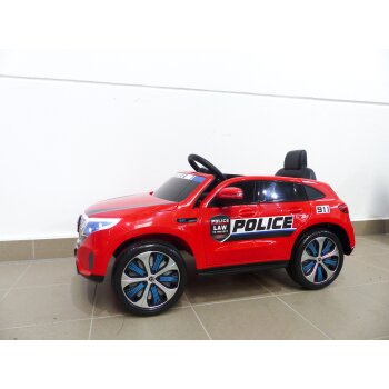 Kinder Elektroauto Mercedes EQC Polizei 2x Motoren MP3 USB Fernsteuerung Rot