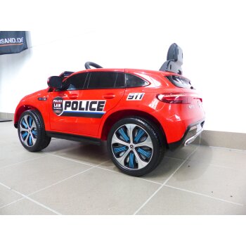 Kinder Elektroauto Mercedes EQC Polizei 2x Motoren MP3 USB Fernsteuerung Rot