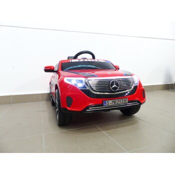 Kinder Elektroauto Mercedes EQC Polizei 2x Motoren MP3 USB Fernsteuerung Rot