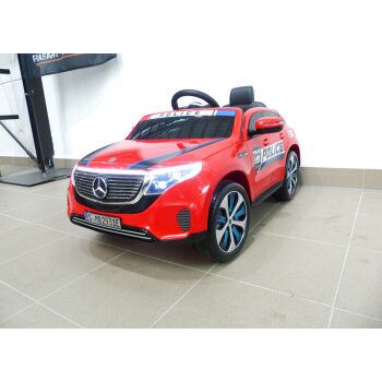 Kinder Elektroauto Mercedes EQC Polizei 2x Motoren MP3 USB Fernsteuerung Rot