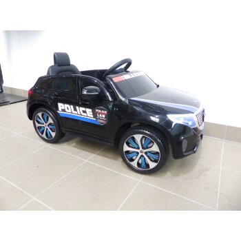 Kinder Elektroauto Mercedes EQC Polizei 2x Motoren MP3 USB Fernsteuerung Schwarz