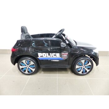 Kinder Elektroauto Mercedes EQC Polizei 2x Motoren MP3 USB Fernsteuerung Schwarz