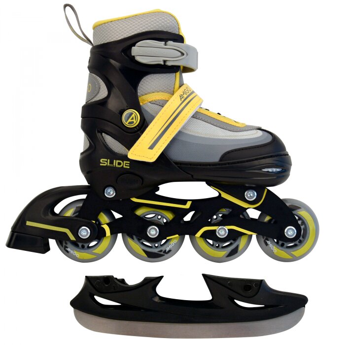 Kinder Inliner Skates 2in1 Schlittschuhe Größe 30-33 Inline Rollschuhe Gelb