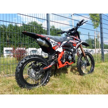 125ccm Dirtbike Cross Bike Pocketbike KXD 609 4 Takt 4 Gang E-Starter 17/14" Rot