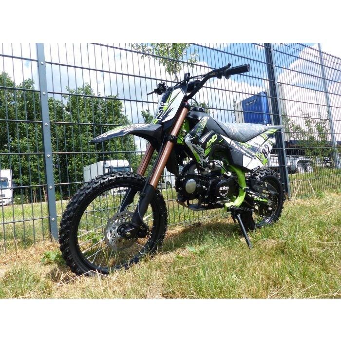 125ccm Dirtbike Cross Bike Pocketbike KXD 609 4 Takt 4 Gang Manuel 17/14" Grün