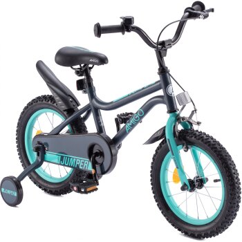 16 Zoll Kinderfahrrad BMX Fahrrad für Jungen und Mädchen Stützrädern Jumper Blau