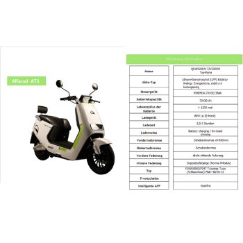 Elektro-Roller Alfarad AT1 Elektro Scooter Elektro Roller E-Roller mit Zulassung