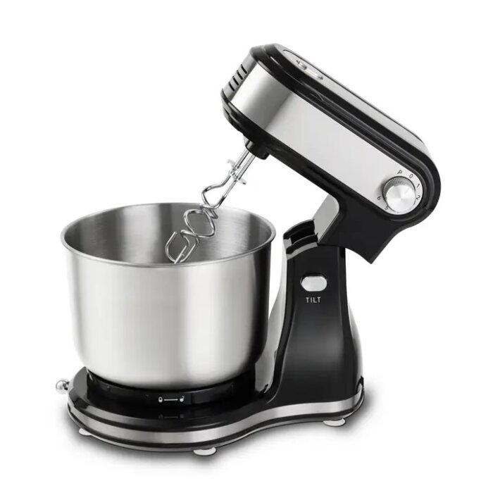 Küchenmaschinen, rührgeräte & mixer - Teigknetmaschine mit Deckel - 300W - Edelstahl - Schwarz 3,5L