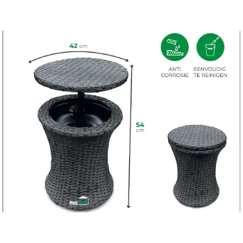 MaxGarden Rattan Eiskübel Beistelltisch Gartenmöbel Outdoor Terrasse Balkon