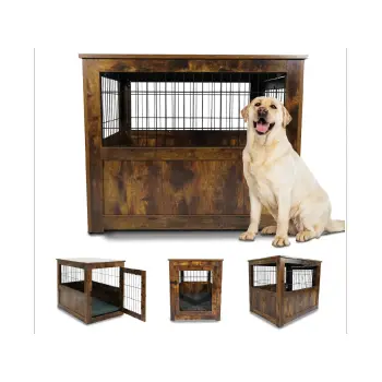 Hundebox aus Holz mit weichem Polsterboden und...